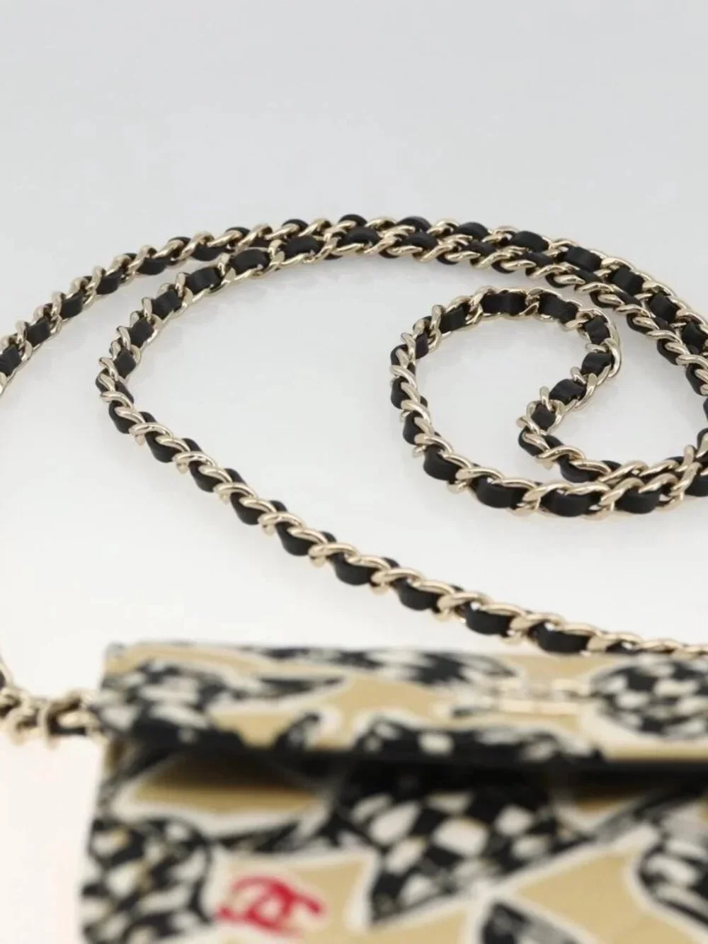 CHANEL Chain Mini Matelasse 12 Shoulder Bag Satin Beige Gold CC Auth LNZ395M